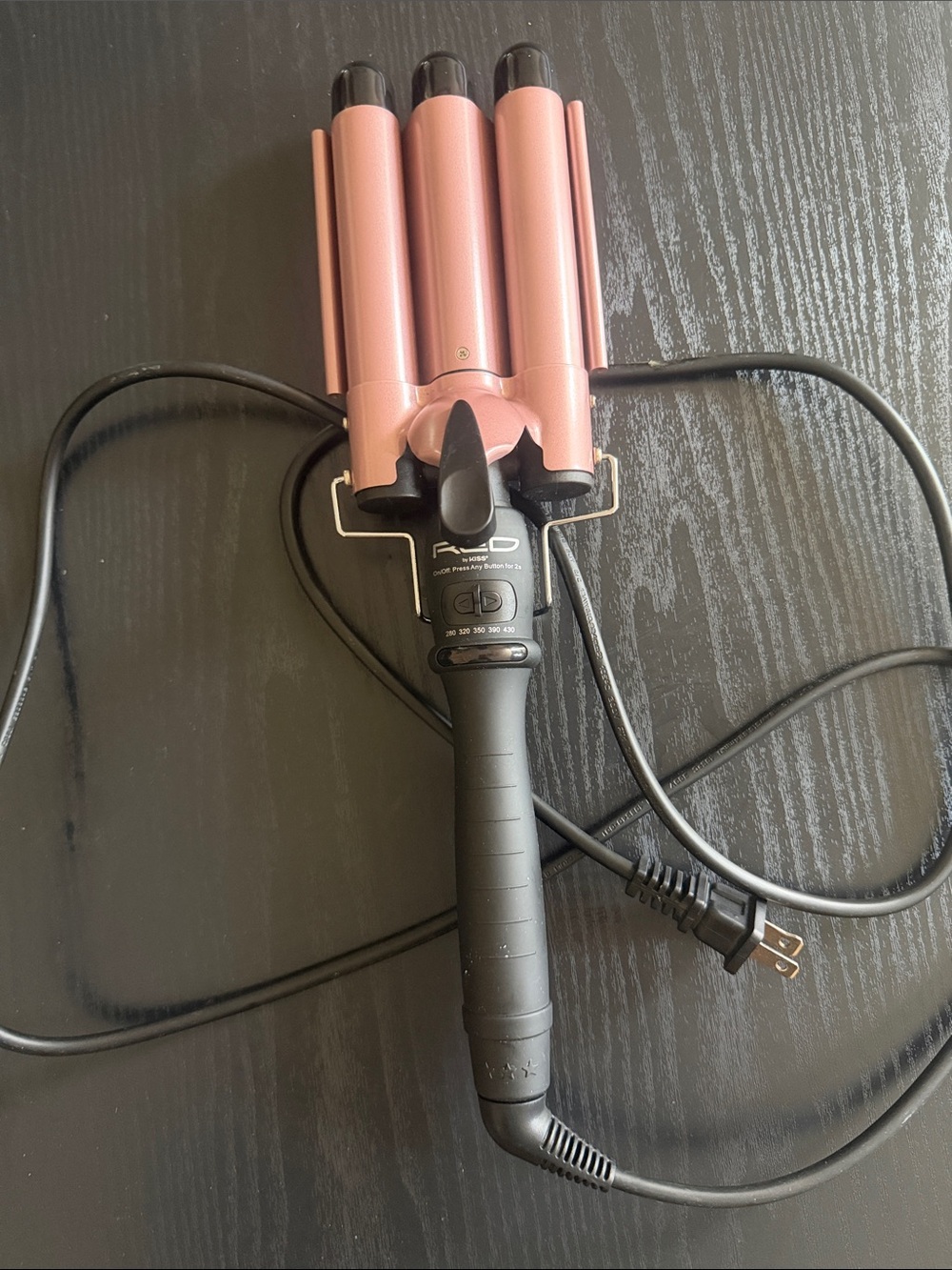 3-Bar Pink Triple Barrel Waver Hair Curler with Auto shut off
